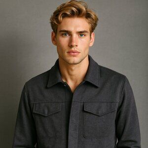 Gant Medium Dark Gray Lightweight Shirt Jacket Snap Front Casual Shacket